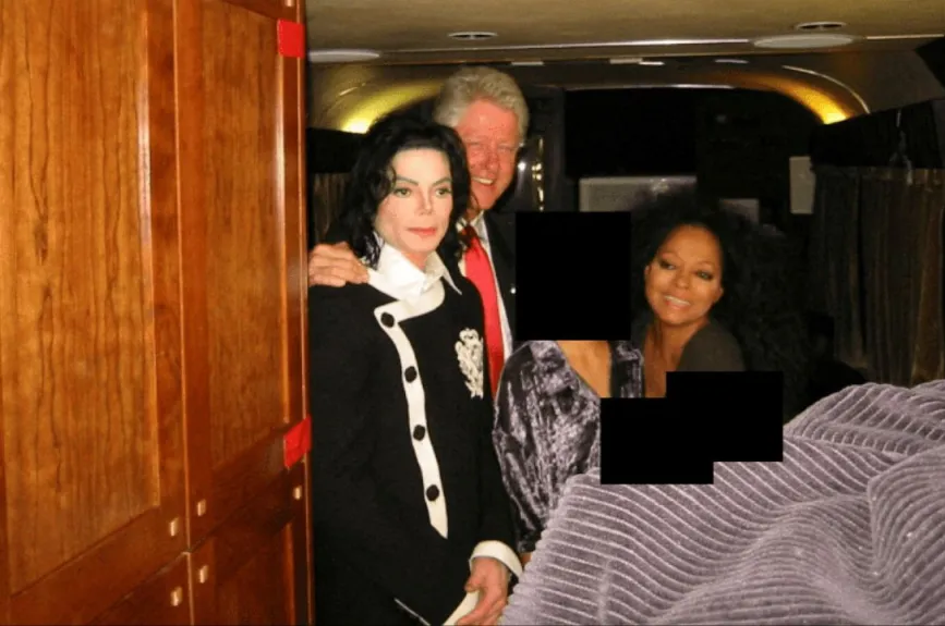 El expresidente estadounidense Bill Clinton, Michael Jackson y Diana Ross aparecen en esta imagen publicada por el Departamento de Justicia en Washington, D.C., EE. UU., el 19 de diciembre de 2025, como parte de un nuevo conjunto de documentos de sus investigaciones sobre el difunto financista y delincuente sexual convicto Jeffrey Epstein