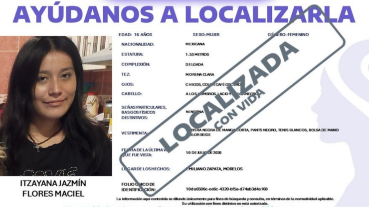 Localizan con vida a la menor Itzayana Jazmín Flores Maciel tras desaparecer en Emiliano Zapata.