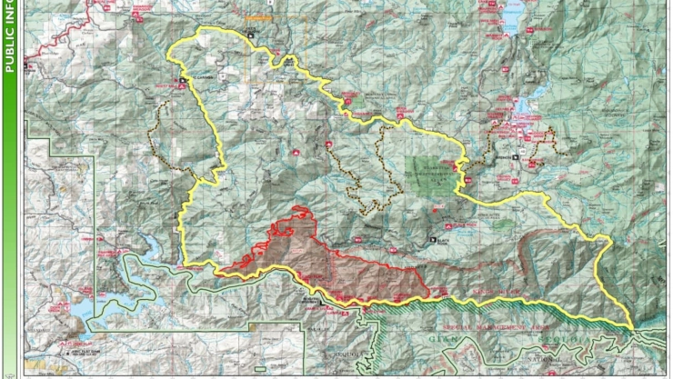 Mapa de las zonas del condado de Fresno, California, afectadas por el incendio forestal
