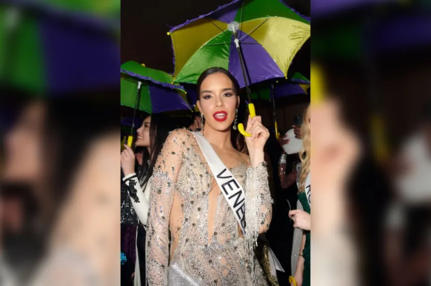 Amanda Dudamel, Miss Universo Venezuela 2022 asiste a la recepción de bienvenida.