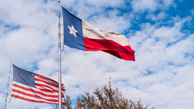 Banderas de Texas y EU