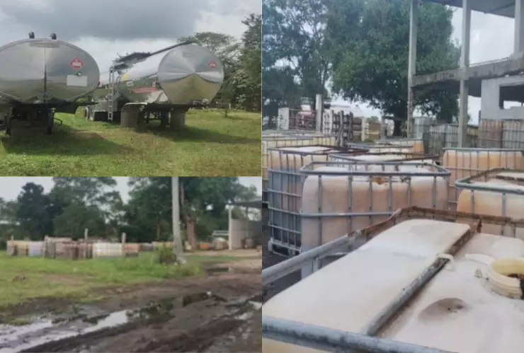Predio donde se localizaron contenedores y pipas con hidrocarburo ilegal.
