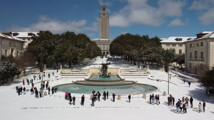 Nieve en centro de Austin, Texas