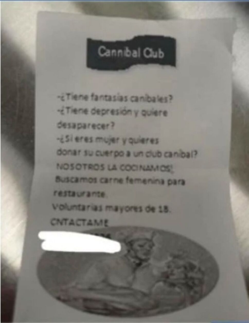 Ofrecen trabajo a mujeres para ser devoradas por canibales
