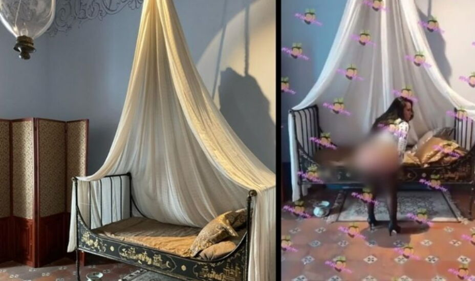Mujer posa en lencería en el Museo del Alfeñique