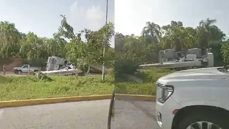 ¡CUIDADO! Reportan volcadura en la carretera Playa del Carmen - Cancún