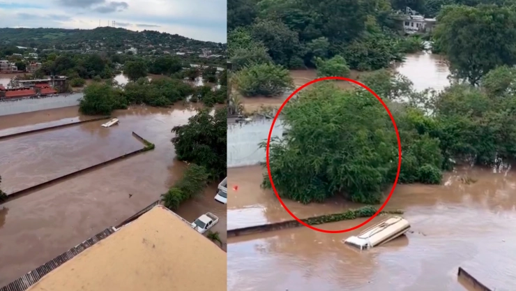 Video impactante: niño pide auxilio mientras el río Cazones arrasa con todo a su paso