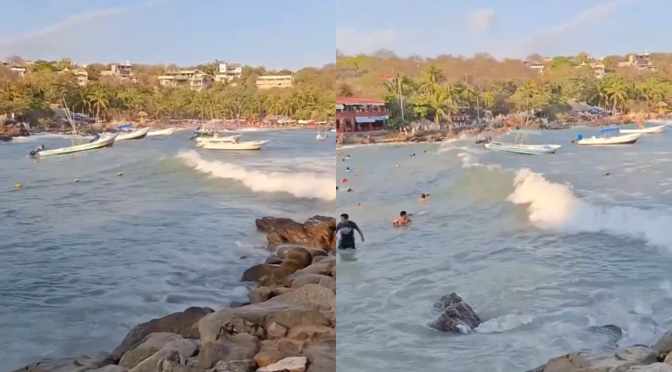 Marinos rescatan a joven en Huatulco del “mar de fondo”