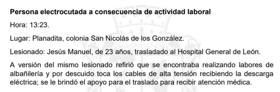 Persona electrocutada en León