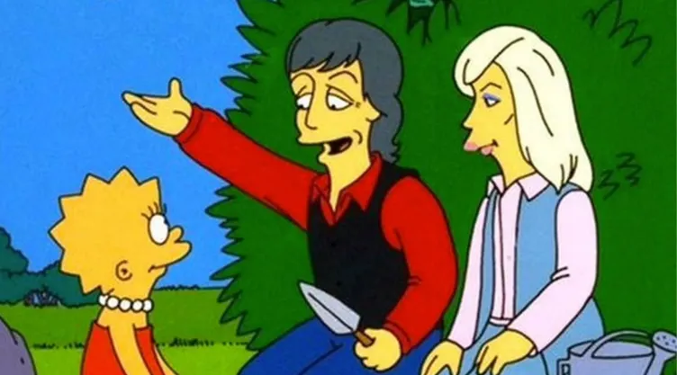 En imagen: Paul McCartney y Linda McCartney hablan con Lisa Simpson