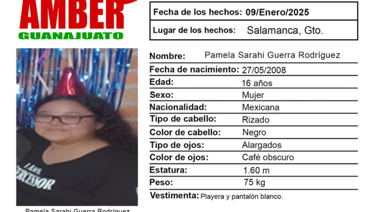 Desaparece Pamela Sarahi Guerra Rodríguez, de 16 años en Salamanca; activan Alerta AMBER.png