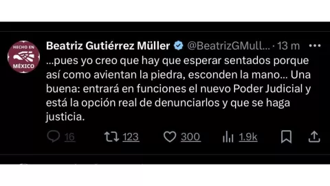 Beatriz Gutiérrez Müller afirma que nuevo Poder Judicial servirá para denunciar a periodistas