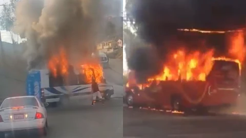 Incendio de vehículos en Baja California