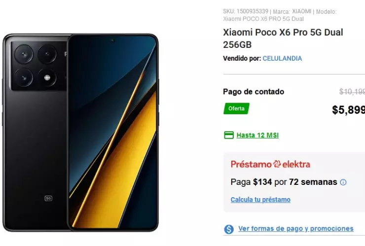 El precio del Poco X6 Pro en Elektra