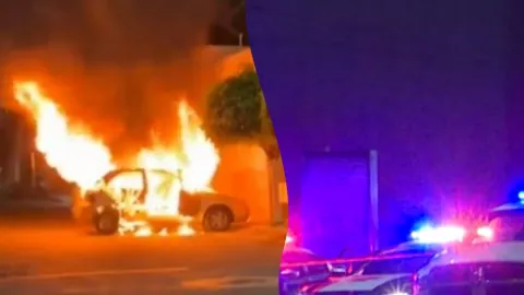 Incendio en vehículo deja víctima sin identificar en calle 5 de Mayo, Tijuana