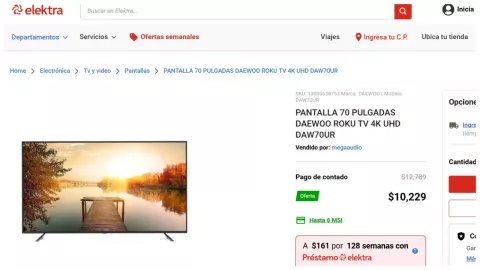 pantalla 70 pulgadas precio