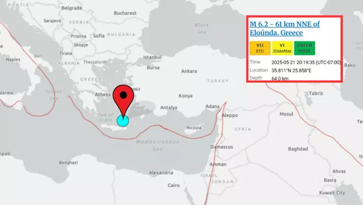 Sismo en Grecia el 22 de mayo de 2025