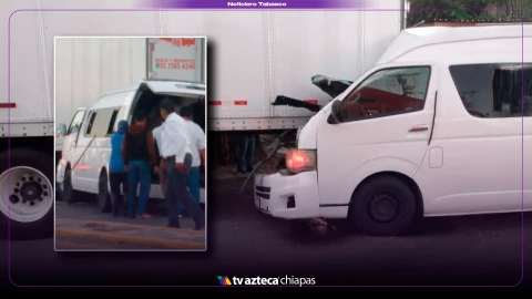 Accidente carretera Villahermosa-Frontera hoy: combi choca con tráiler