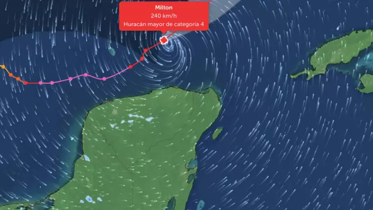 EN VIVO | ¡Mantiene su rumbo! Trayectoria del Huracán Milton hacia la Florida como categoría 4