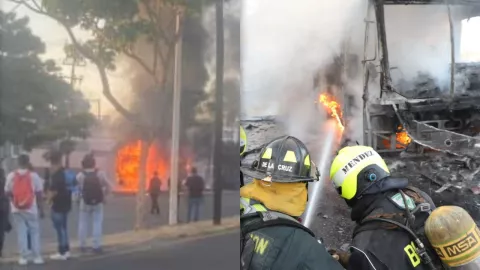 Aparatoso accidente provoca incendio de un camión en avenida Dr. R. Michel