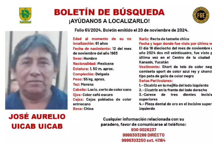 ¿Lo has visto_ Piden ayuda para localizar a hombre DESAPARECIDO en Yucatán
