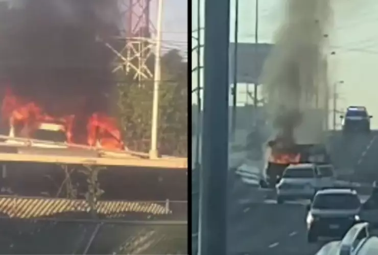 ¡FUERTES IMÁGENES! Carro se prende en llamas tras fuerte accidente en avenida Vallarta