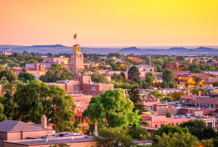 Postal de Santa Fe, ciudad en Nuevo México.
