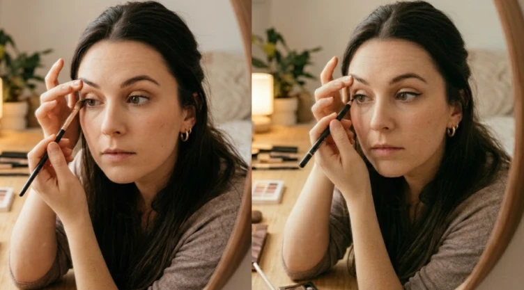 Cómo levantar visualmente los ojos caídos con sombras y delineado suave