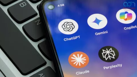 Teléfono móvil con ChatGPT y otras apps de IA.