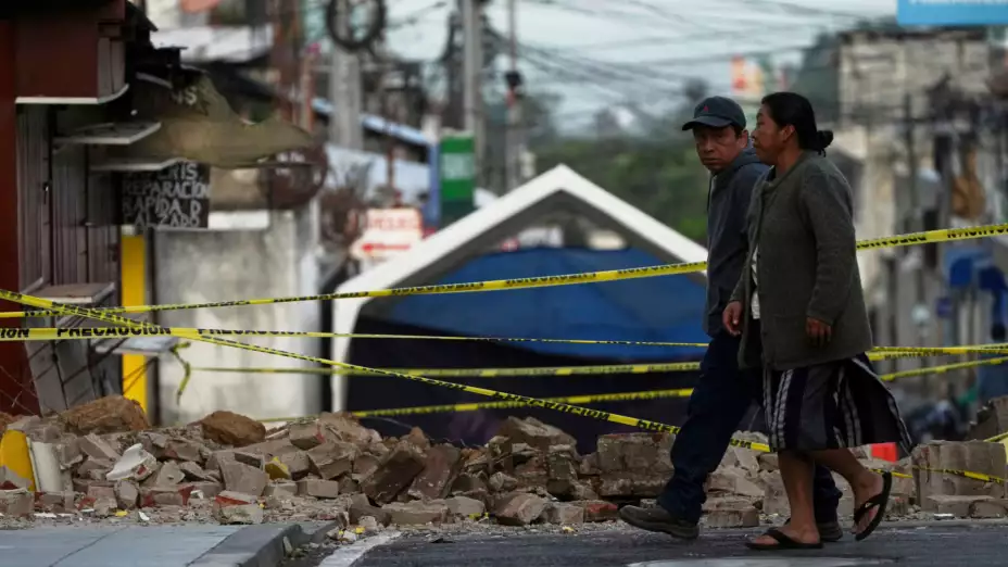 Zona afectada por sismos en Palín, Guatemala.