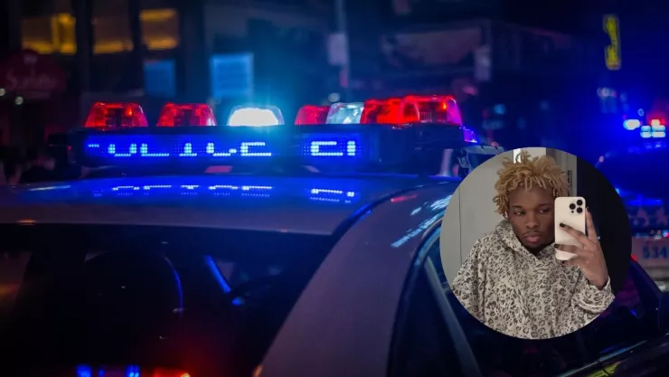 Foto de patrulla de policía y del cantante D4vd.