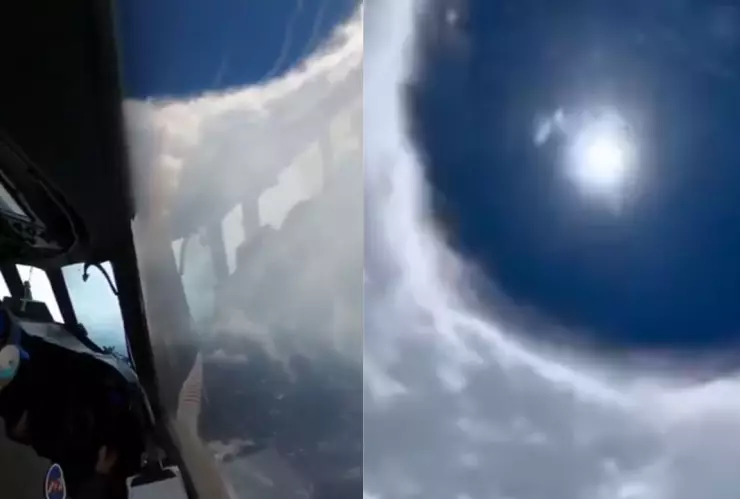 VIDEO: Avión entra al ojo del huracán “Erin” categoría 5 y capta el efecto estadio