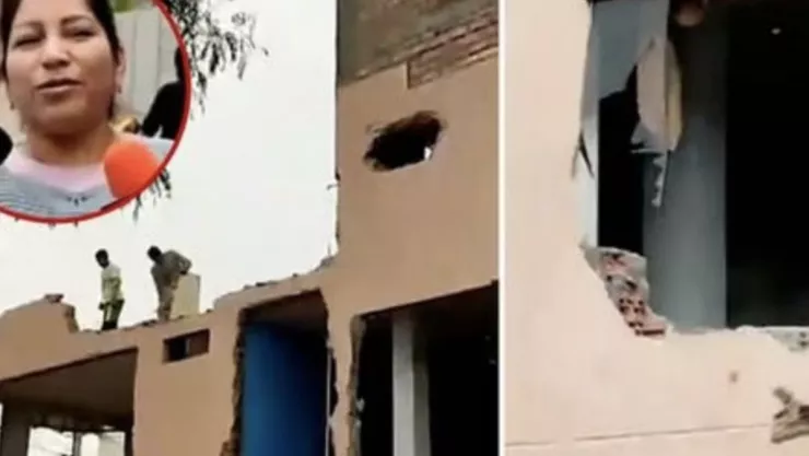 Video Mujer derrumba casa para no entregarla a la familia de su ex esposo en Chancay, Perú