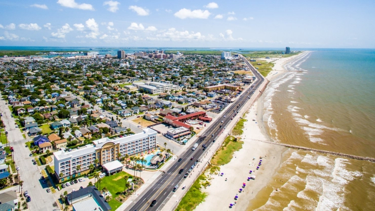 Vista aérea de Galveston, Texas.