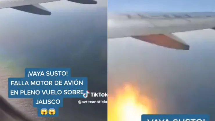 VIDEO Falla motor de avión durante vuelo a Guadalajara