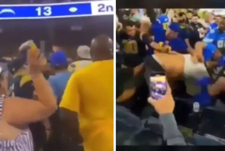 Video Mujer echa cerveza y ocasiona pelea en partido de la NFL