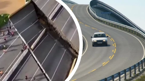 ¡De pesadilla! Gran puente vehicular se desploma en Venezuela y personas quedan atrapadas
