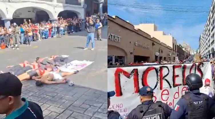Estudiantes de la UAEM irrumpen desfile militar en Cuernavaca.
