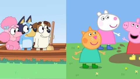 Bluey y Peppa Pig niños buenos amigos