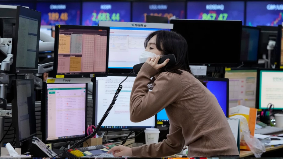 Corredora de divisas en Seúl, Corea del Sur.