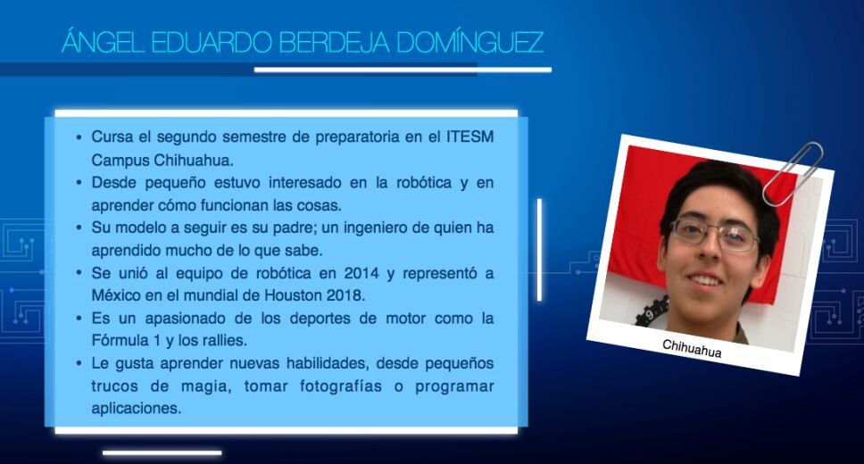 Equipo mexicano del Mundial de Robótica, Angel Berdeja