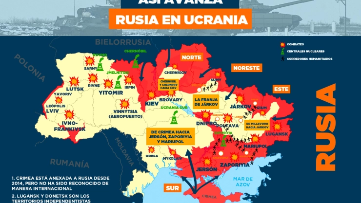 Así avanza el conflicto entre Rusia y Ucrania