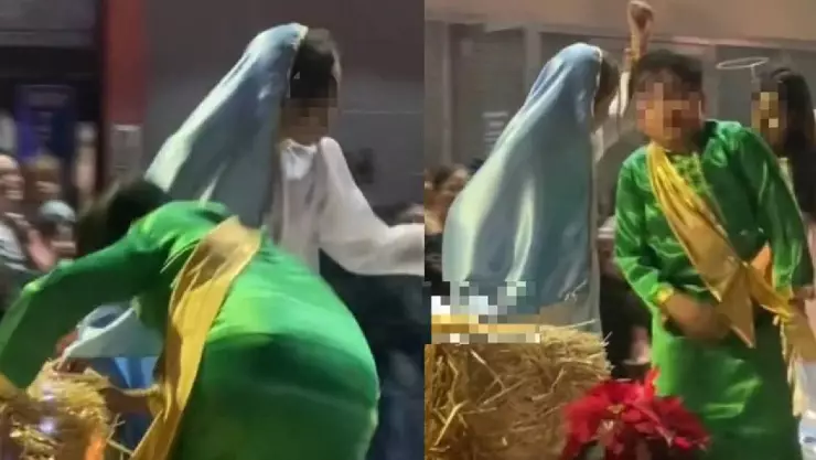 Niño disfrazado de José se viraliza por perro en desfile de Navidad