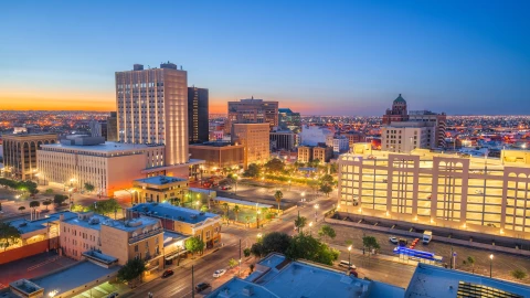 Vista aérea de la ciudad de El Paso, en Texas.