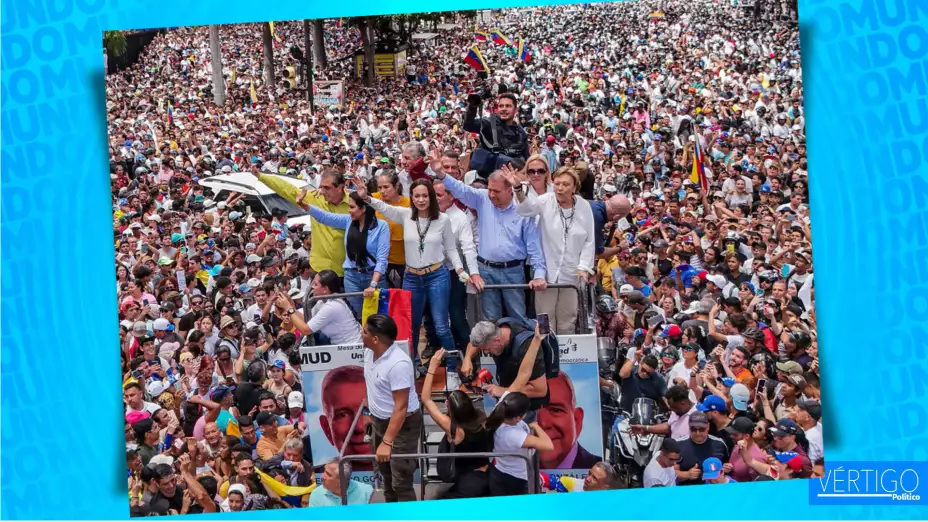 María Corina Machado y Edmundo González durante protestas contra Maduro.