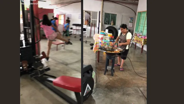 Vende garnachas dentro de un gym
