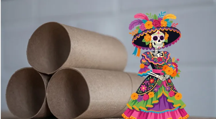 No tires los rollos de papel higiénico, son un tesoro: así puedes reutilizarlos para crear una catrina para Día de Muertos