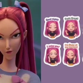 4 plantillas de stickers de baby Mira de Kpop Demon Hunters para decorar tu celular