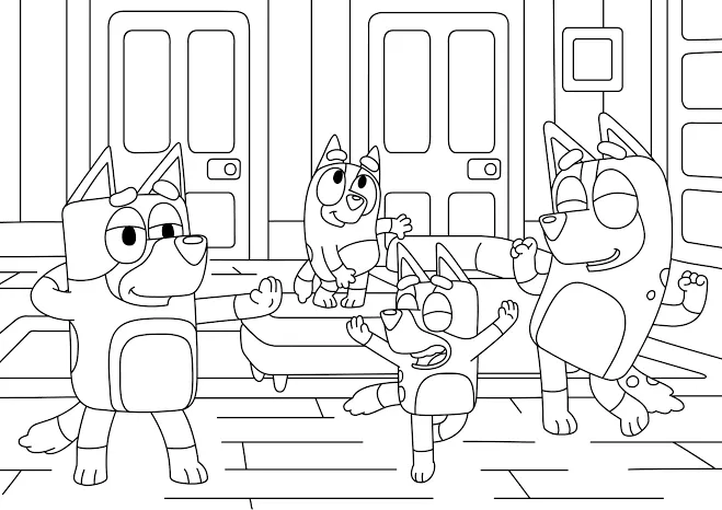 Bluey y Bingo bailando