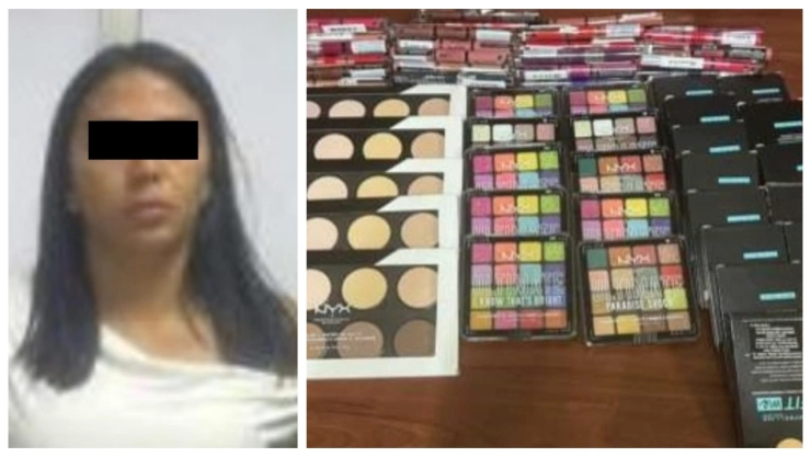 Policías detuvieron a una mujer que sustrajo de una tienda cosméticos con un valor de más de 23 mil pesos.